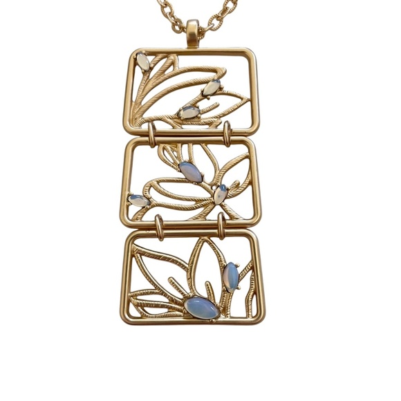 Gold and Blue Floral Necklace - Picture 2 of 6